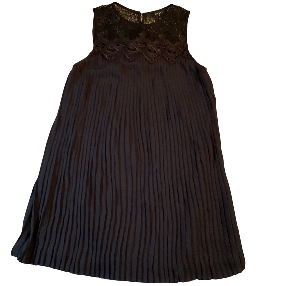 Everly Black‎ Lace Yoke Pleated Sleeveless Shift Dress Womens Size Medium ED2793